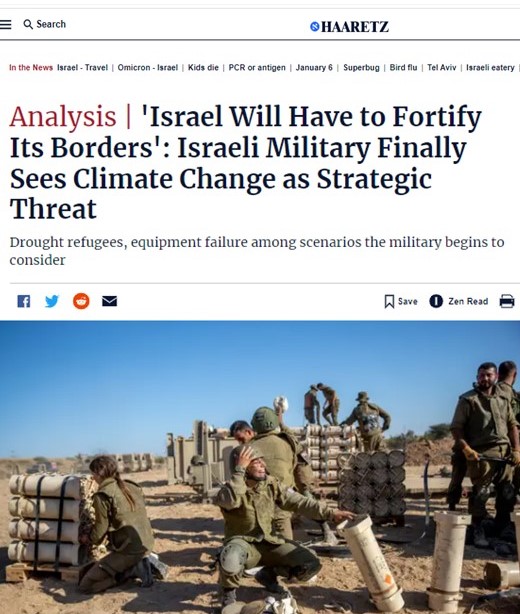 Haaretz Israeli military recognizes climate change as strategic threat